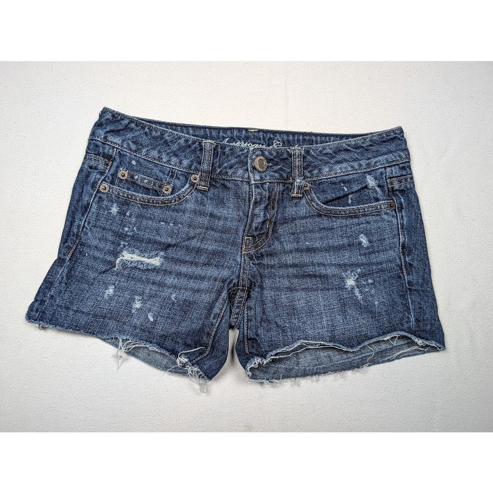 American Eagle Shorts Women Size 0 Distressed Cutoff Y2K Grunge Low Rise Denim‎